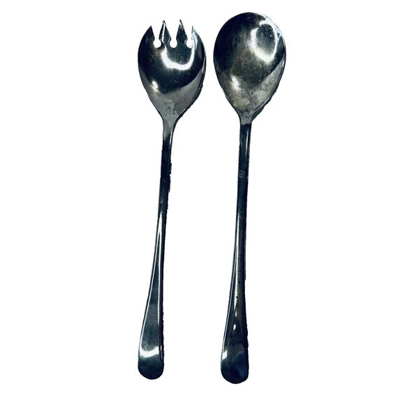 Raimond Silverplate Italy 9" Salad Serving Set Fork & Spoon Vintage - Picture 1 of 12
